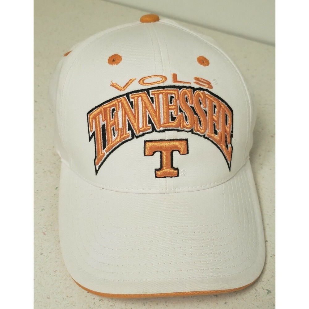 Top of the World ~ Vols Tennessee T ~ White Adjustable ~ Hat Cap ~ USED